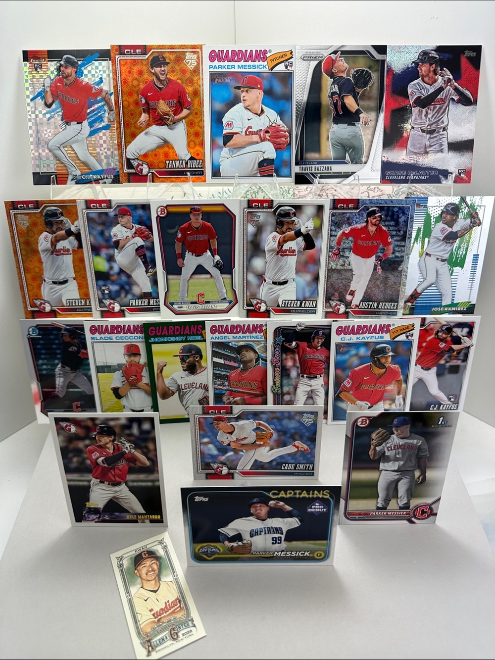 4 Parker Messick Rookies + DeLauter/Bazzana/Kayfus Rookies Guardians lot of 22